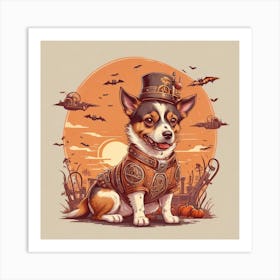 Steampunk Corgi 1 Art Print