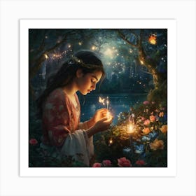 Fairy Lights The Magic of Watercolor: A Deep Dive into Undine, the Stunningly Beautiful Asian Goddess Art Print