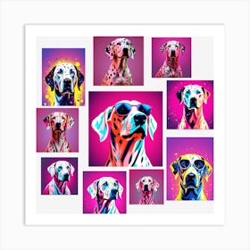 Dalmatian set, Dalmatian collage, collage, Dalmatian, Dalmatian collection, colorful dog illustration, dog portrait, animal illustration, digital art, pet art, dog artwork, dog drawing, dog painting, dog wallpaper, dog background, dog lover gift, dog décor, dog poster, dog print, pet, dog, vector art, dog art  Art Print