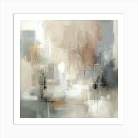 Abstract Art, Neutral Painting Beige, Grey 1 (1) Art Print