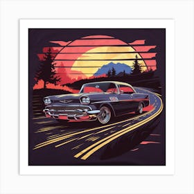 Classic Car At Sunset 3 Art Print