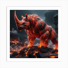 Rhinoceros On Fire 1 Art Print