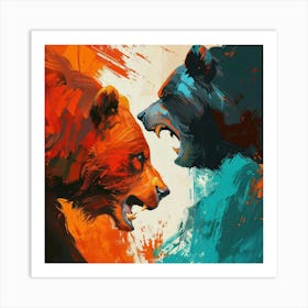 Two Bears Fighting 3 Art Print