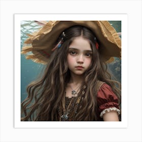 Little Girl In A Pirate Hat Art Print