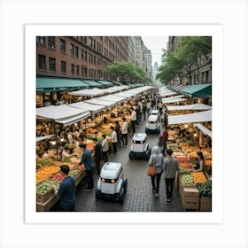 Robots In The Market 1 Art Print