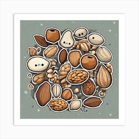 Nuts As A Background Sticker 2d Cute Fantasy Dreamy Vector Illustration 2d Flat Centered By Art Print