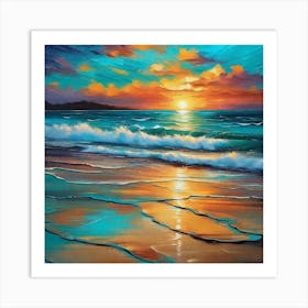 Sunset On The Beach 1067 Art Print