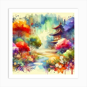 Asian Watercolor Painting 10 Art Print