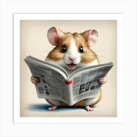 Hamster Reading Newspaper 1 Art Print