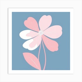 A White And Pink Flower In Minimalist Style Square Composition 202 Art Print