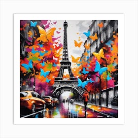 Paris With Butterflies 26 Art Print