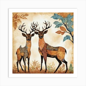 Default Outback Animals 2 Motif Batik Deer Art Print 1 (1) Art Print