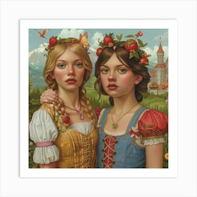 Two Girls In A Castle Art Print