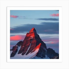 sky red and blue sunset in the mountain Art Print