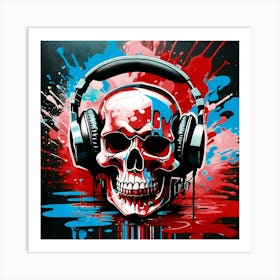 Skull With Headphones 11 Art Print