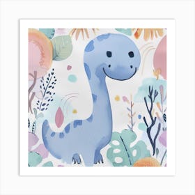 Cute Muted Pastel Maiasaura Dinosaur  3 Art Print