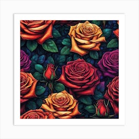 Roses Wallpaper Art Print