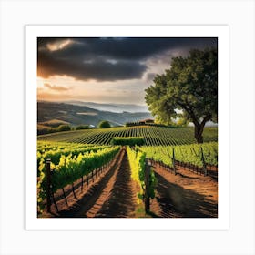 Sunset In The Vineyard 4 Art Print