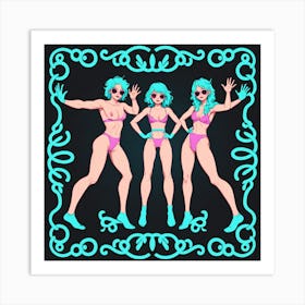 Three Women In Bikinis 1 Art Print