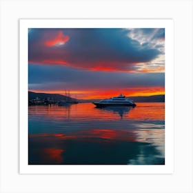 Sunset At The Marina Art Print