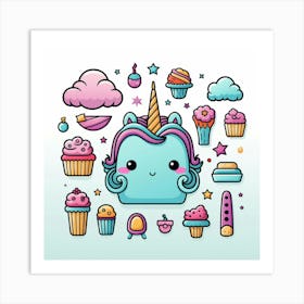 Cute Unicorn 832 Art Print