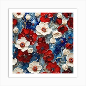 Red and white and blue Art Print