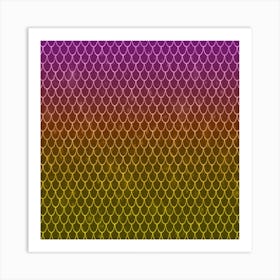 Yellow, Violet Mermaid Pattern Background Art Print