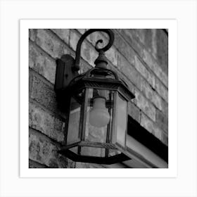 Black And White Image Of A Street Lamp Art Print