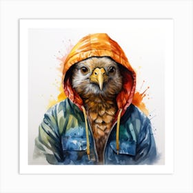 Watercolour Cartoon Partridge In A Hoodie 3 Art Print