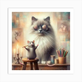 Artist Cat 3 Art Print