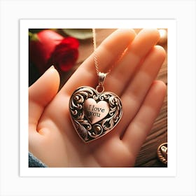 A Image Of A Pendant In A Heart Shape With I Love You Engraved On It 2 Art Print