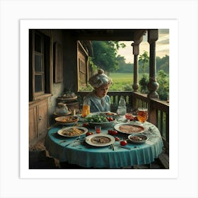 Woman At A Table Art Print