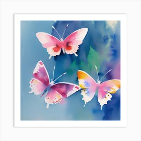 Watercolor Butterflies 3 Art Print