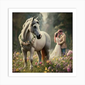 Horse And A Bride Art Print