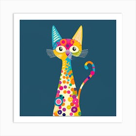 Colorful Cat Minimal Illustration 1 Art Print