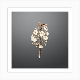 Gold Botanical Pear Tree Flowers on Soft Gray n.3393 Art Print