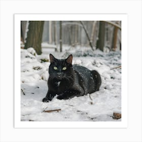 Silent Paws in the Winter Wood Art Print