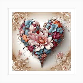 Heart Of Flowers 4 Art Print