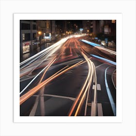 Long Exposure Of A City At Night 1 Art Print