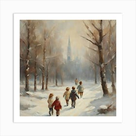 Children In The Snow 3 Art Print