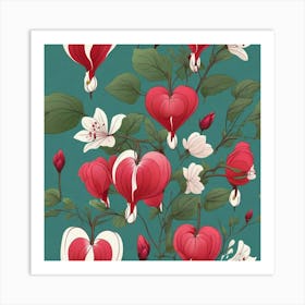 Flowers of Bleeding heart, Vector art 7 Art Print