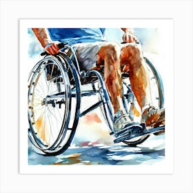 Man In A Wheelchair Watercolor Art Print