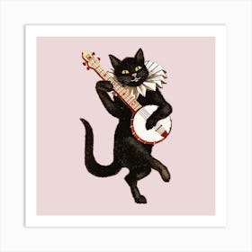 Cat Playing Banjo Art Print