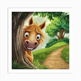 A Whimsical Illustration Of A Horse With Large Eye 2dpe3uwvrwkvjnkfpqkagq 0pxpn0swroutzqg Zbig7a Art Print