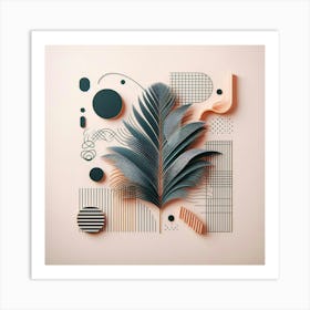 Aesthetic style, Abstraction with tropical leaf 15 Art Print