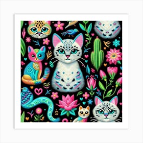 Mexican Cats Art Print