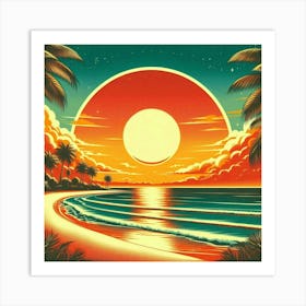 Sunset At The Beach 6 Art Print