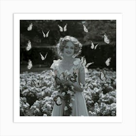 Girl With Butterflies Art Print