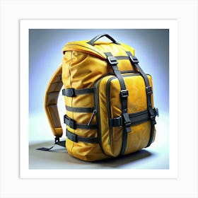 Yellow Leather Backpack With Black Straps 1 Art Print