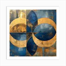 Blue And Gold Shapes Art Print